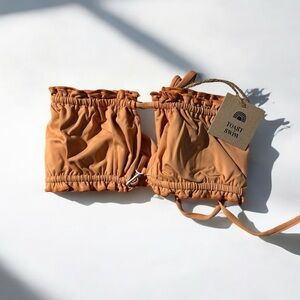 🌻NEW w.tag Free People x Toast Signature Ruffle Bandeau Top in Sandstone